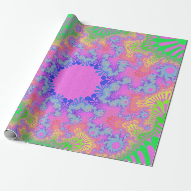 Neon Rainbow Sunburst Presentpapper (Utrullad)