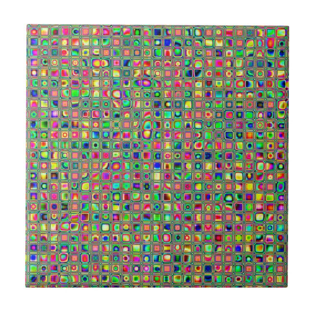 Neon Rainbow Textured Mosaic Tiles Mönster Kakelplatta (Framsidan)