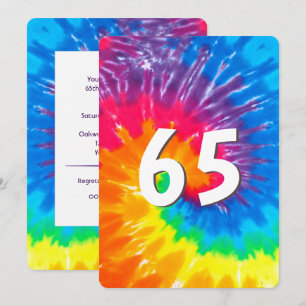 Neon Rainbow Tie Dye 65e Birthday-inbjudan Inbjudningar