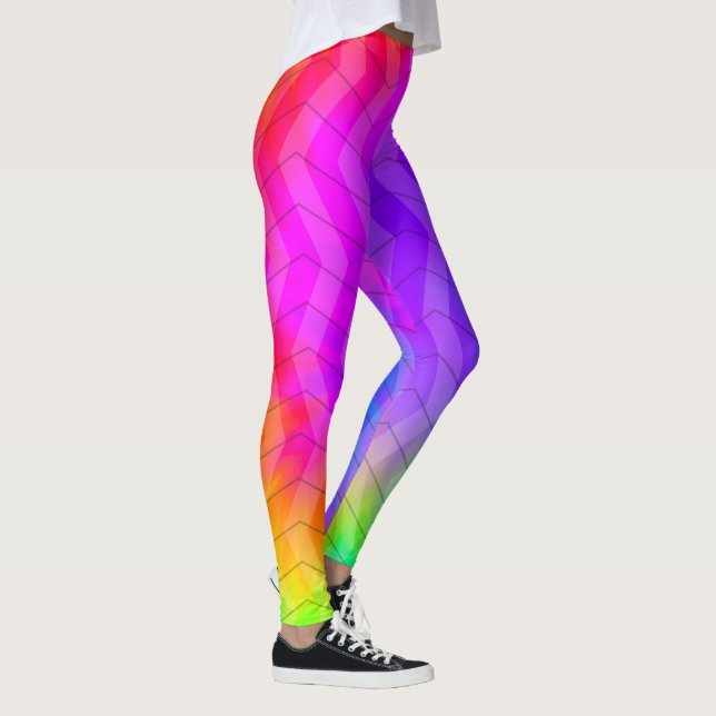 Neon Rainbow Tie Dye Herringbone Leggings (Höger)