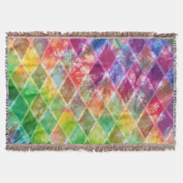 Neon Rainbow tie Dye Watercolor Harlequin Filt (Framsidan)