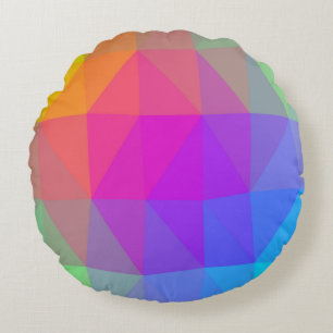 Neon Rainbow Triangle-Abstrakt Rund Kudde
