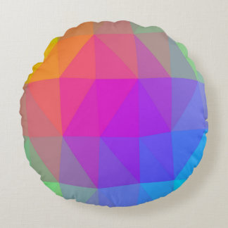 Neon Rainbow Triangle-Abstrakt Rund Kudde