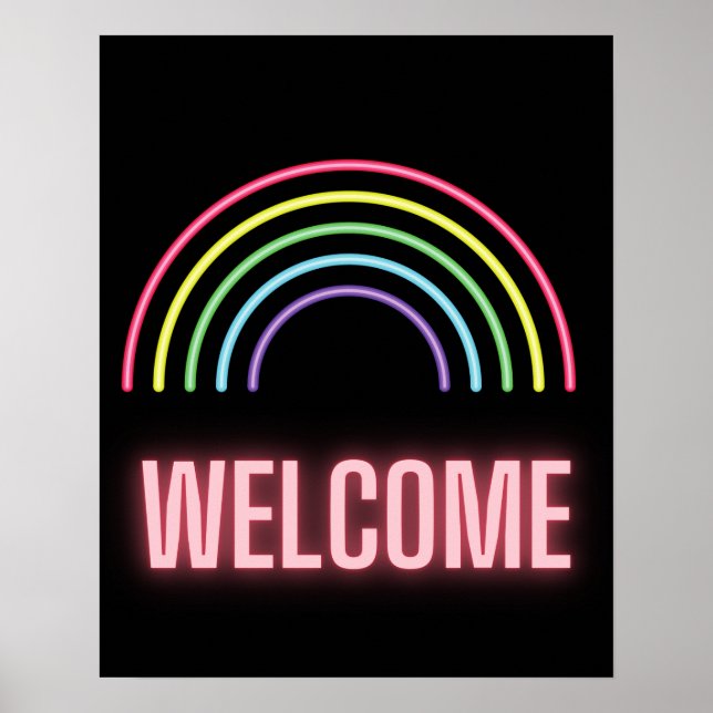 Neon Rainbow Välkomsttecken Poster (Framsidan)