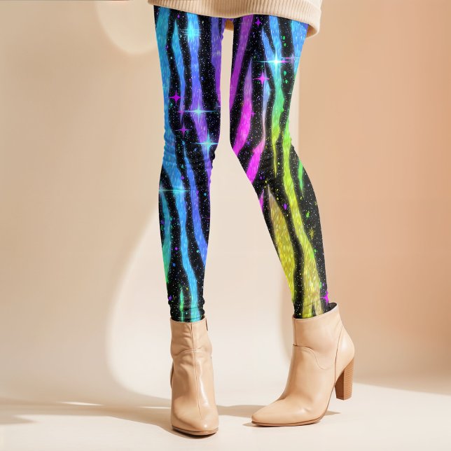 Neon Rainbow Zebra 90s Nostalgia Leggings (Skapare uppladdad)
