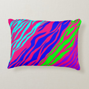 Neon Rainbow Zebra Prydnadskudde