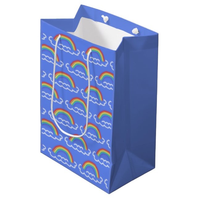 Neon Rainbows Gift Bag (Denim Blue) (Framsidan Vinklad)