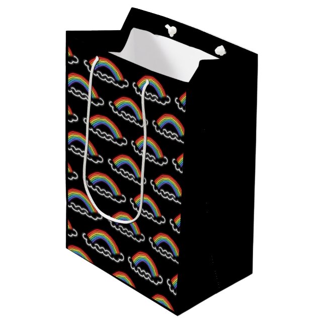 Neon Rainbows Gift Bag (svart) (Framsidan Vinklad)