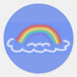 Neon Rainbows Round Stickers (Denim Blue) Runt Klistermärke