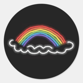Neon Rainbows Round Stickers (svart) Runt Klistermärke