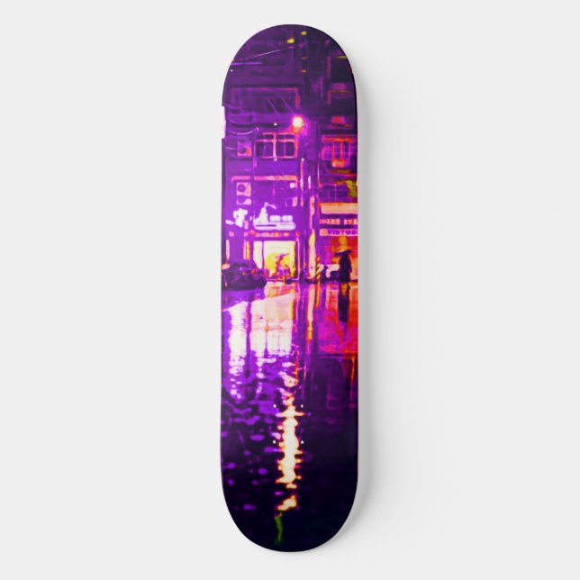 Neon Rainey Street Skateboard Deck (Framsida)