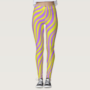 Neon Rand Skriv ut legeringar med Vågigt Linjer Leggings