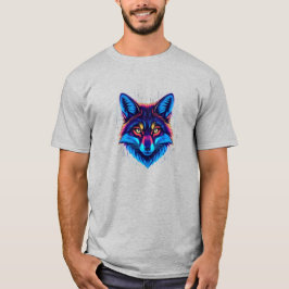 Neon Räv Ansikte – Levande Lysande Design T Shirt