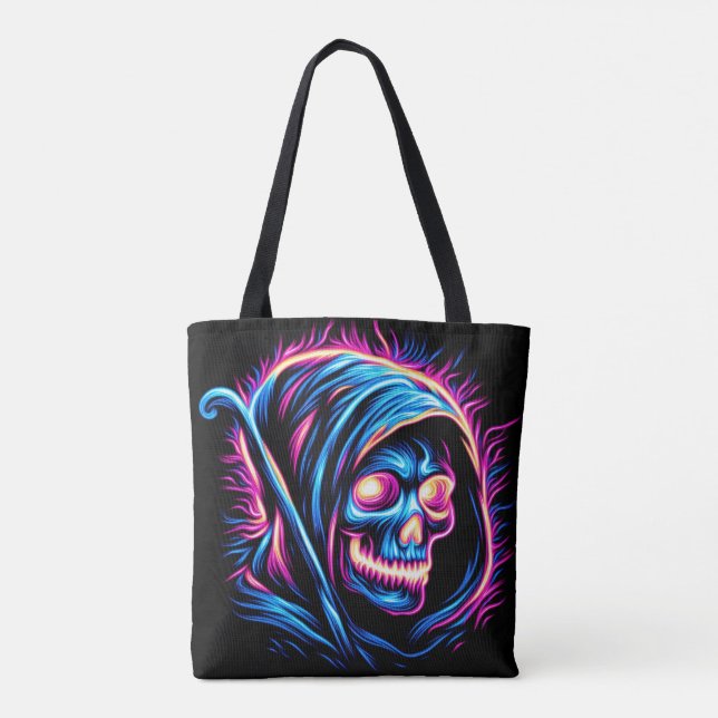 Neon Reaper Glow - Skull Bag Tygkasse (Baksida)