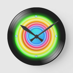 Neon Record Rund Klocka