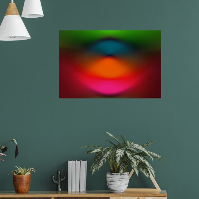 Neon Red Pink Orange Green Abstract Poster (Vardagsrum 1)