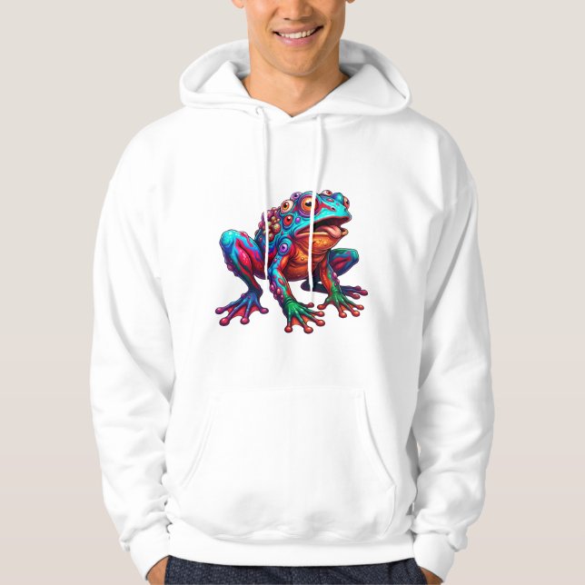 Neon Regnbåge Groda Explosion Hoodie (Framsida)
