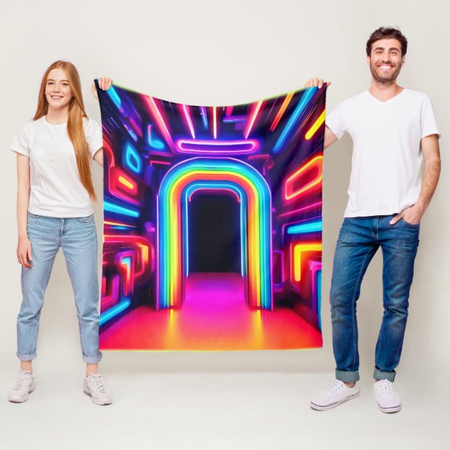 Neon Regnbågsport Fleecefilt (På plats)