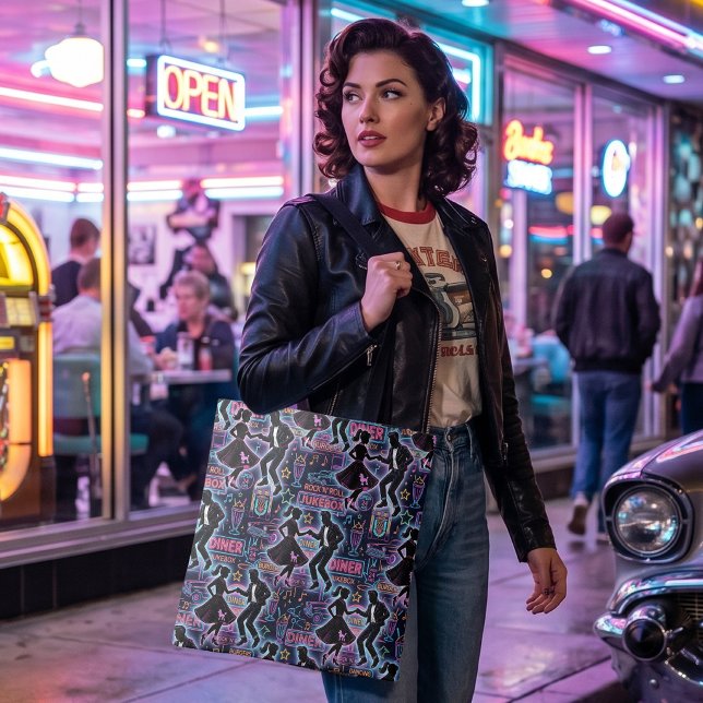 Neon Retro 1950-Tals Rock 'n' Roll Diner Tygkasse (Skapare uppladdad)