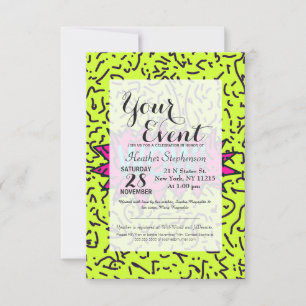 Neon Retro 80's 90's Scribded Wow! Typografi Inbjudningar