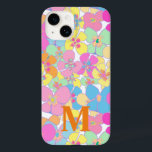 Neon Retro Blommigt Rosa Monogram<br><div class="desc">Retro faux neon-blommönster. Rosa,  orange,  mynta,  blått,  gult,  nätt blommigt estetiskt.</div>