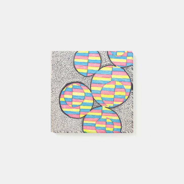 Neon retro cirkel illusion post it lappar  (Framsida)