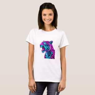 Neon Retro Jaguar - Vibrant Synthwave 80s Animal D T Shirt