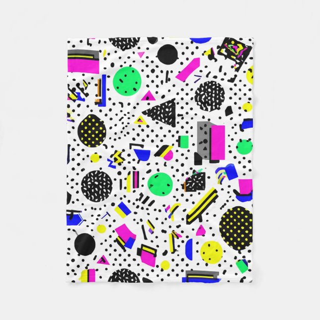 Neon Retro Memphis Geometric Chaos Pattern Fleecefilt (Framsidan)