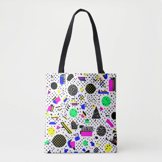 Neon Retro Memphis Geometric Chaos Pattern Tygkasse (Framsida)