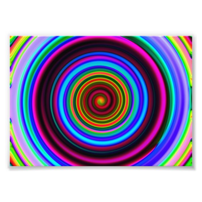Neon Retro Spiral Circle Mönster Fototryck (Framsidan)