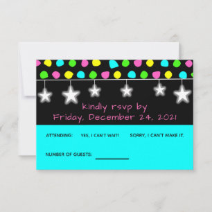 Neon Retro Stars Glow Party OSA kort