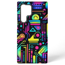Neon Retro Tech-kretsmönster Apple Samsung-fodral