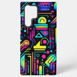 Neon Retro Tech-kretsmönster Apple Samsung-fodral