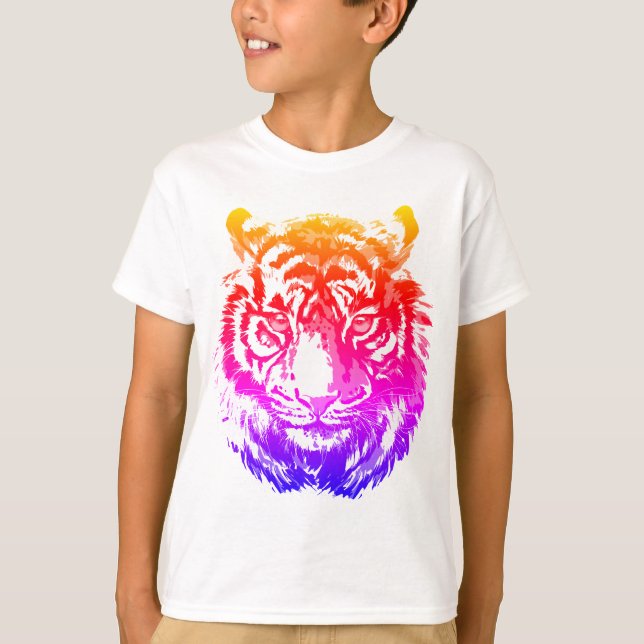 Neon Retro Tiger Head - Vintage Tiger T-Shirt (Framsida)
