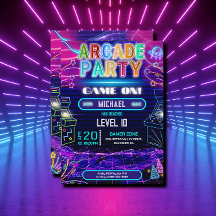 Neon retro videospel firande födelsedagsfest
