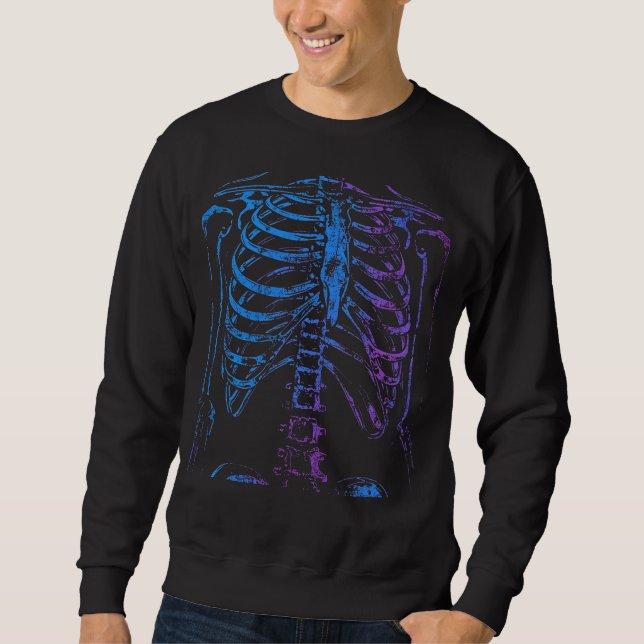 Neon revbensskelett grafisk sweatshirt (Framsida)
