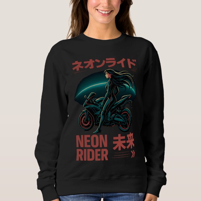 Neon Rider - Japansk cyberestetik T Shirt (Framsida)
