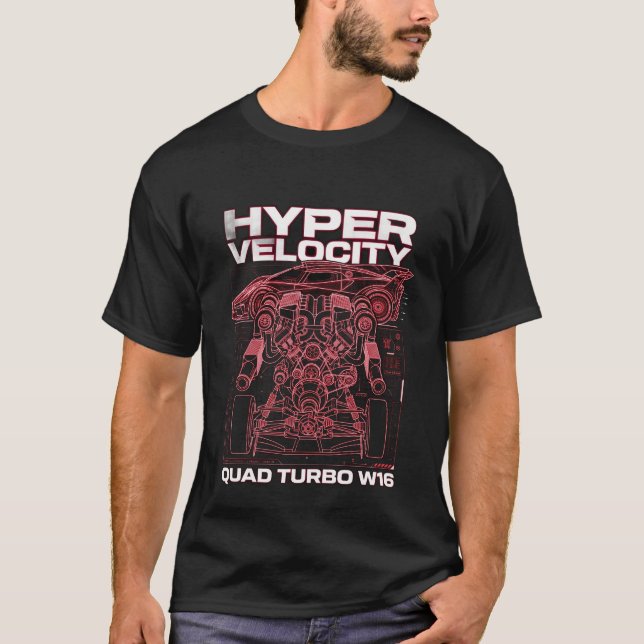 Neon Ritning Hypercar W16 Techwear Grafik T Shirt (Framsida)