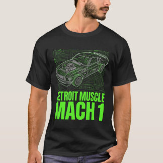 Neon Ritning Mustang Muscle Techwear Grafisk T-Shi T Shirt