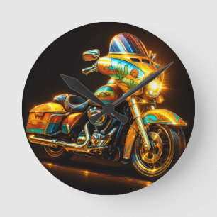 "Neon Road Beast - Anpassningsbar Motorcycle Wall  Rund Klocka