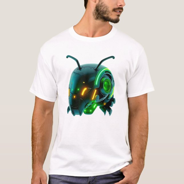 Neon Robotic Caterpelare Ansikte T Shirt (Framsida)