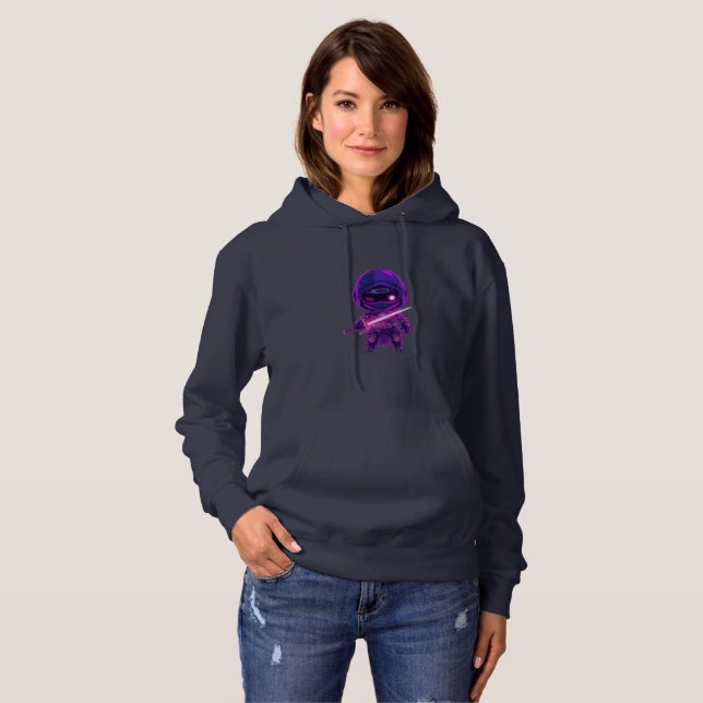 Neon Robotic Ninja - Cute Cyberpunk Stil Character T Shirt (Hel framsida)