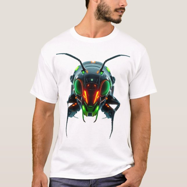 Neon Robotic Termite Ansikte T Shirt (Framsida)