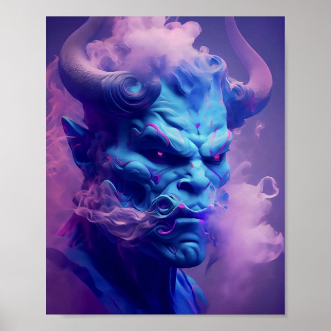 Neon-rök demon-själens skalle poster (Framsidan)