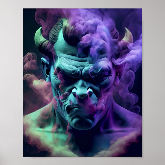 Neon-rök demon-själens skalle poster (Framsidan)