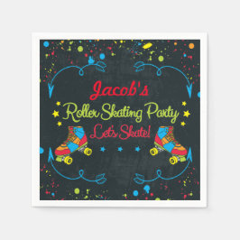Neon Roller Skate Birthday Napkins Pappersservett