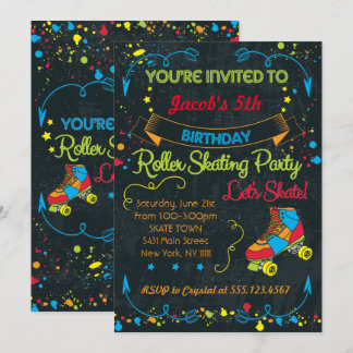 Neon Roller Skate Party-inbjudan Inbjudningar