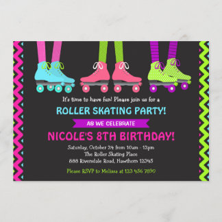Neon Roller Skating-inbjudan Inbjudningar