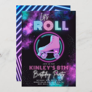 Neon Roller Skating-inbjudan   Skal Inbjudningar