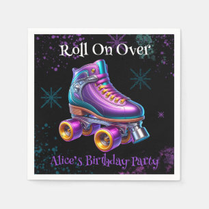 Neon Rollerskate Födelsedagsfest Anpassningsbar Pappersservett